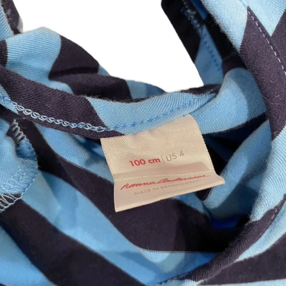 Hanna Andersson Sz 100 (4) Blue & Navy Striped Twirl Dress